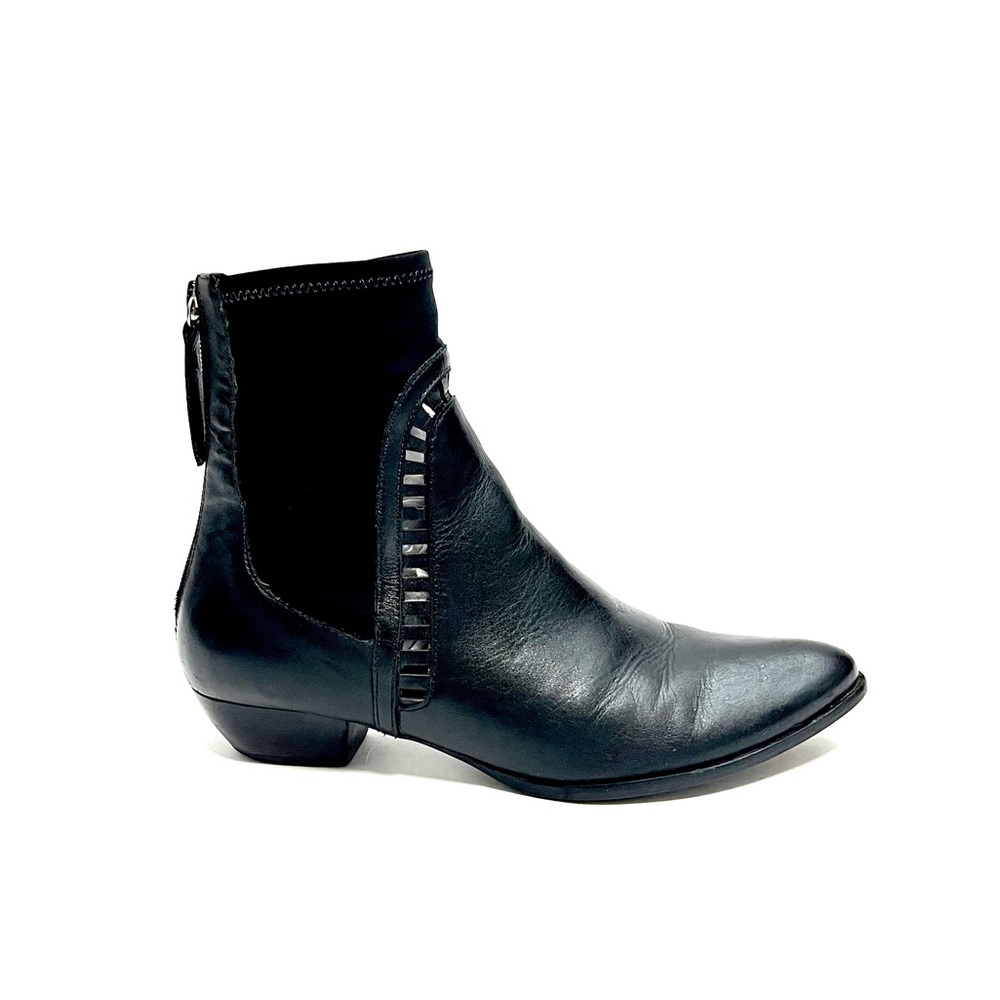 Vintage Y2K black leather cutout back zip Chelsea boots